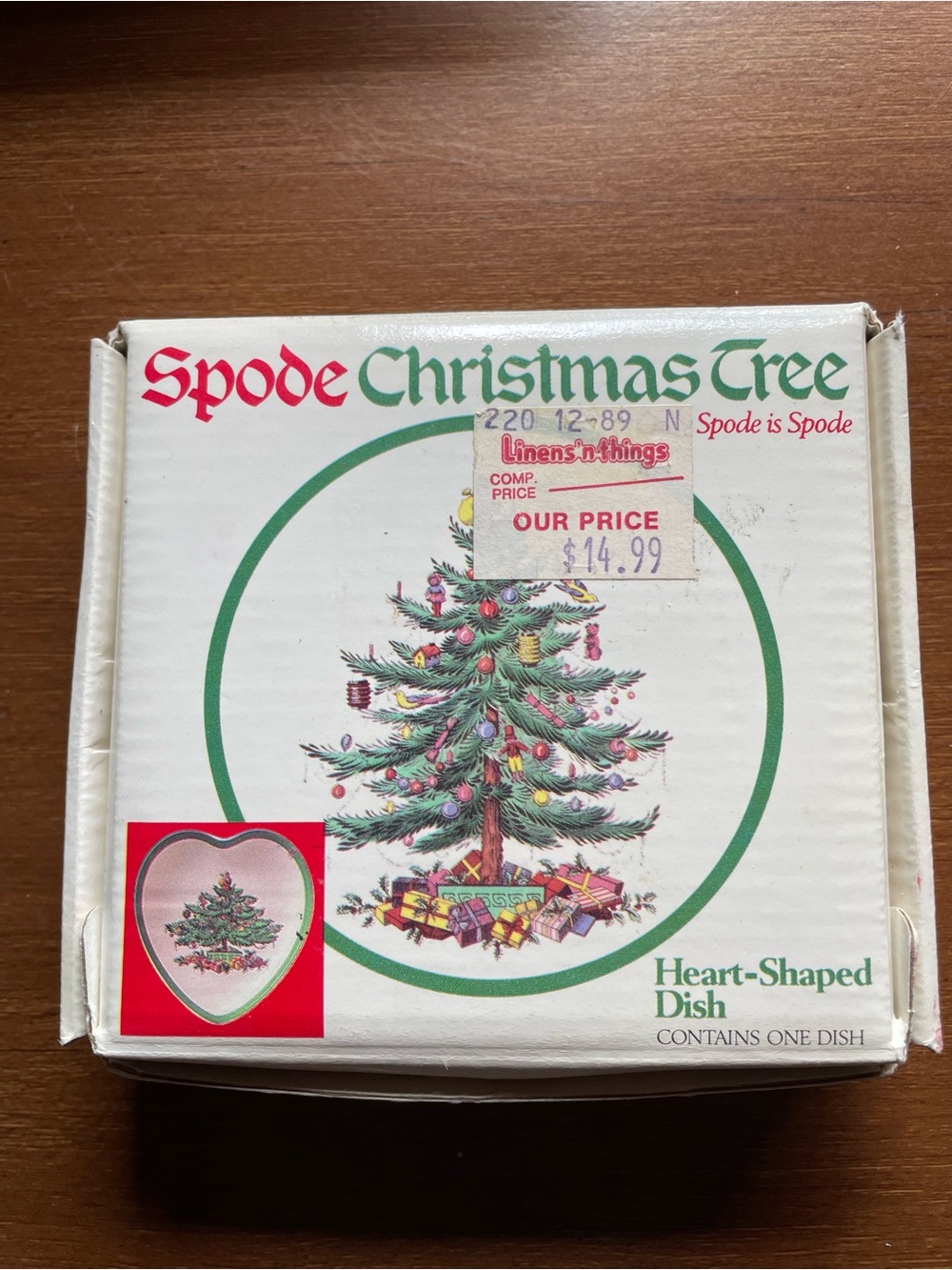 Spode Heart Shaped "CHRISTMAS TREE" Trinket Dish, Made in England 4" x 4"